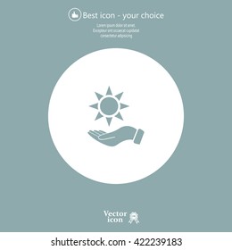 Hand protecting sun icon stock vector