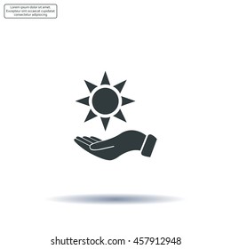 Hand protecting sun icon stock vector