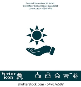 Hand protecting sun icon stock vector
