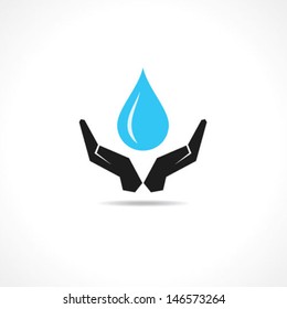Hand protecting water stock vector