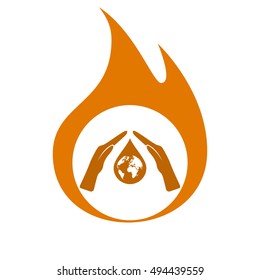 Hand protecting water stock vector