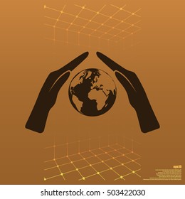Hand protecting water stock vector