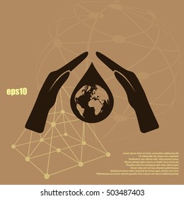 Hand protecting water stock vector