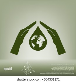 Hand protecting water stock vector
