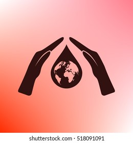 Hand protecting water stock vector