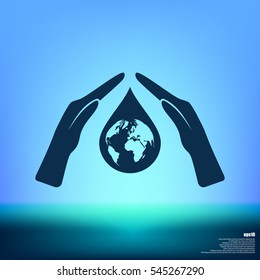 Hand protecting water stock vector