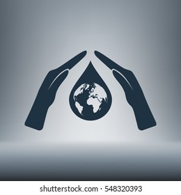 Hand protecting water stock vector
