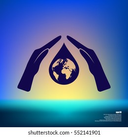 Hand protecting water stock vector