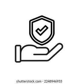 Hand Protection Outline Icon Vector Illustration