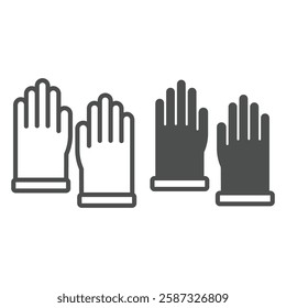 Hand protective gloves line and solid icon, housework concept. Vector graphics. Gloves pair sign on white background, outline style icon for mobile or web design