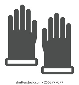 Hand protective gloves solid icon, housework concept. Vector graphics. Gloves pair sign on white background, glyph style icon for mobile or web design