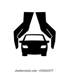 Hand protects the car safe.icons vector