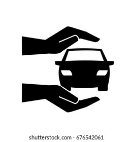 Hand protects the car safe.icons vector