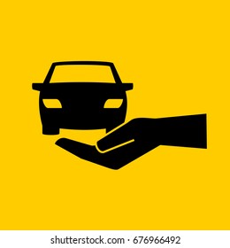 Hand protects the car safe.icons vector