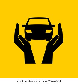 Hand protects the car safe.icons vector