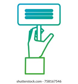 hand with protest banner isolated icon