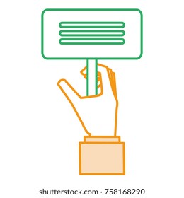 hand with protest banner isolated icon