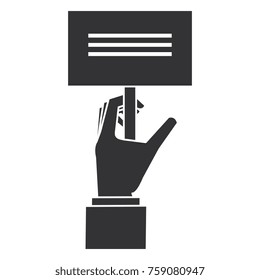 hand with protest banner isolated icon