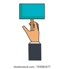 hand with protest banner isolated icon