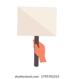 hand with protest placard, in white background vector illustration design