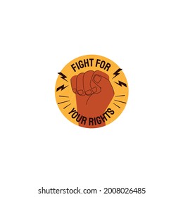 Hand Protest With A Text. Sticker Icon
