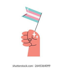 Hand proudly holding the transgender pride flag

