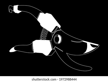 hand pruners white on black background