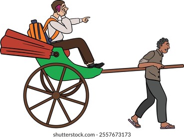 A hand pulled manual rickshaw also known as a haath gaadi