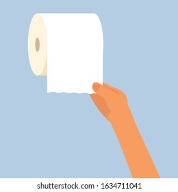 hand pulling bathroom tissue toilet paper 