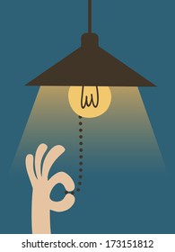 Hand pulling light switch