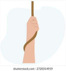 puxando a corda à mão. Mãos humanas puxando a corda 