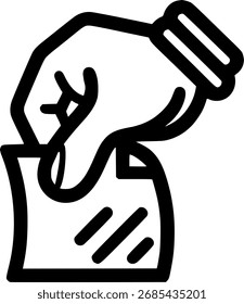 Mano tirando de una etiqueta engomada, símbolo, Vector, arte