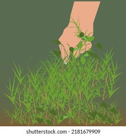 Hand pulling weeds stock illustration