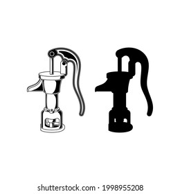 hand pump antique vector isolated in white background