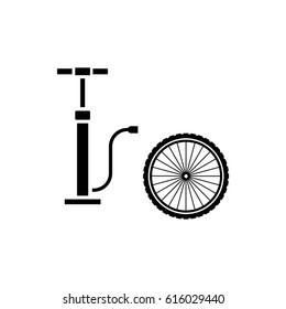hand pump with bicycle wheel vector icon