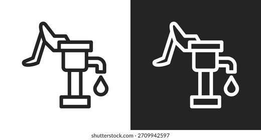 Icono de la bomba de mano en estilo de línea blanco y negro