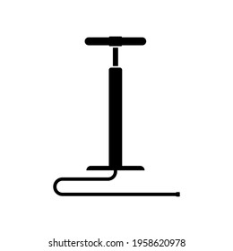 Hand pump icon. Tire inflation pump. Black silhouette. Front view. Vector simple flat graphic illustration. The isolated object on a white background. Isolate.