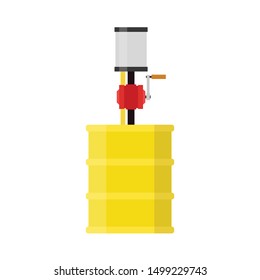 Hand pumping oil tank in shadow flat style isolated vector