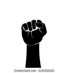 Hand Punch Up Fist Gesture Vector Illustration Black Silhouette Color Isolated on White