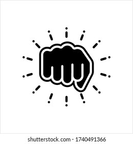 Hand Punch Icon, Fighting Punch, Striking Blow With The Fist Vector Art Illustration