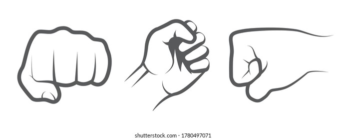 Hand punch icons on white background