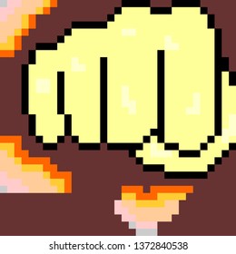 hand punch pixels art, Vector image