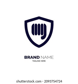 hand punch shield logo design template for brand or company and other