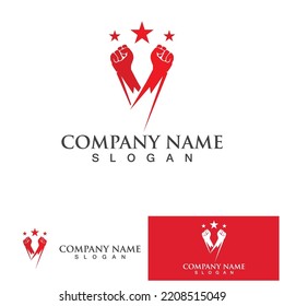 Emprender mano Plantilla de logotipo fuerte negocio de iconos vectoriales