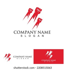 Emprender mano Plantilla de logotipo fuerte negocio de iconos vectoriales