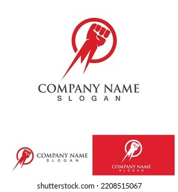Hand punch Strong logo template  vector icon business