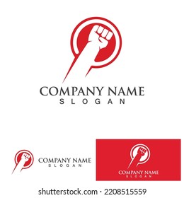 Hand punch Strong logo template  vector icon business