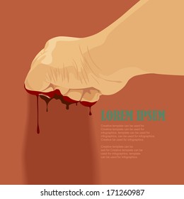 Hand punch the wall, illustration vector design.