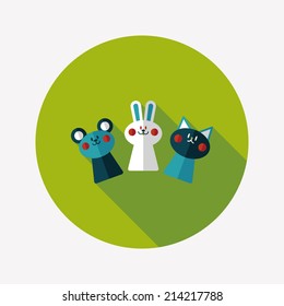 hand puppet flat icon with long shadow,eps10