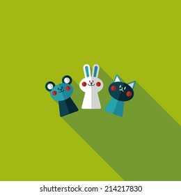 hand puppet flat icon with long shadow,eps10